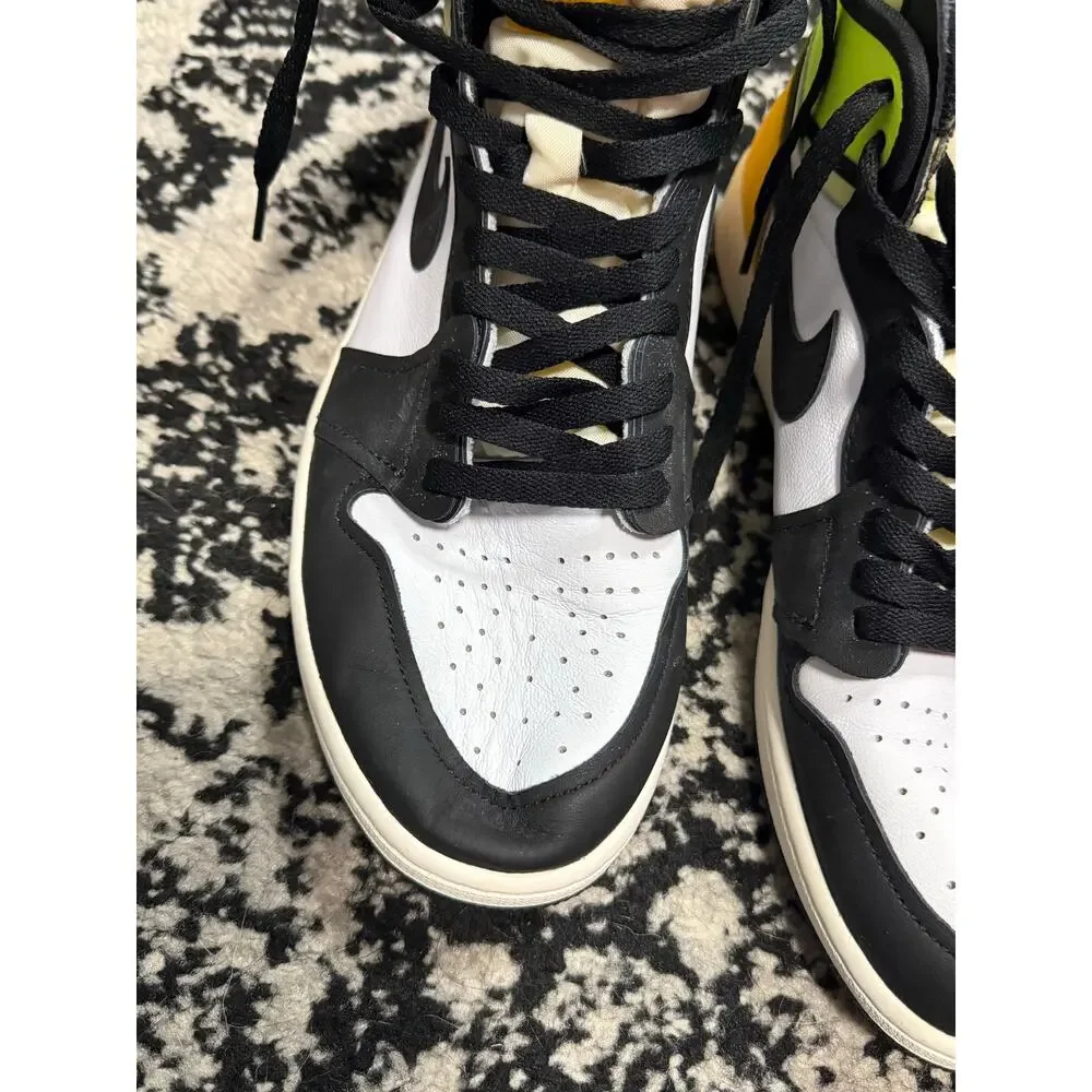 Jordan 1 Retro High White Black Volt University Gold Sneakers Men's Size 12